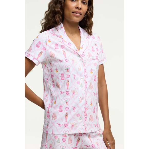 LoveShackFancy x Roller Rabbit Sugarplum Lattice Polo Pajamas Size XS NWT - Picture 3 of 4